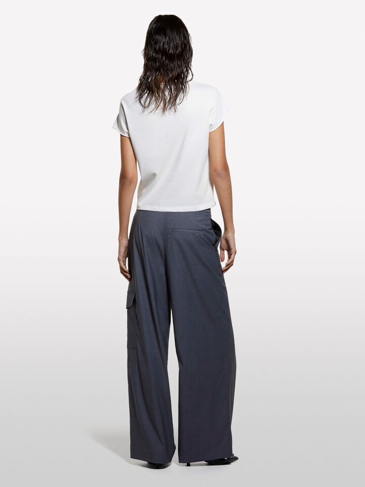 White t-shirt with halter neck - women's short sleeve t-shirts - White | Sisley image number 2